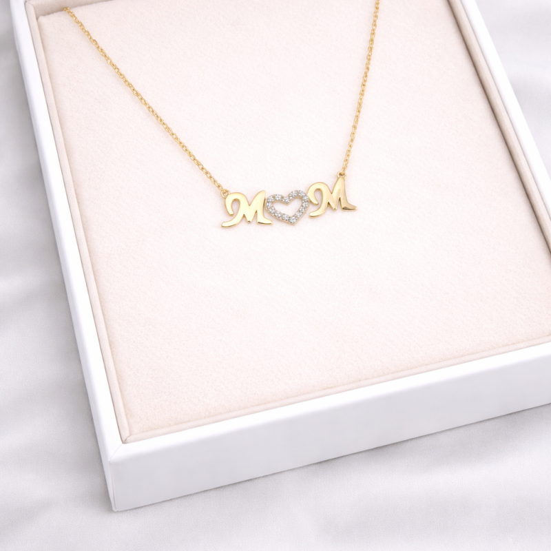 18K Gold "M" Heart Necklace - 1.73g