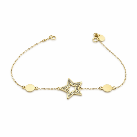 18K Gold Star Bracelet with Cubic Zirconia