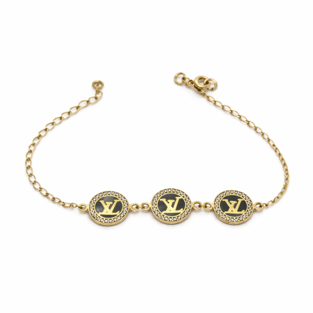 18K Gold Louis Vuitton Bracelet with Logo Charms