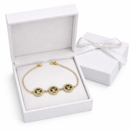 18K Gold Louis Vuitton Bracelet with Logo Charms 18K Gold Louis Vuitton Bracelet with Logo Charms