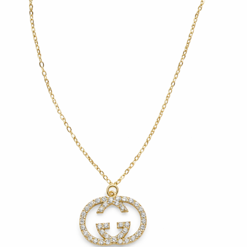 18K Gold Necklace with Diamond Pendant - 1.11g