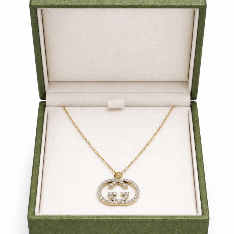 18K Gold Necklace with Diamond Pendant - 1.11g