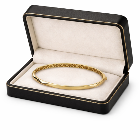 18K Gold Geometric Bangle Bracelet – 7.63g Elegant Faceted Gold Jewelry