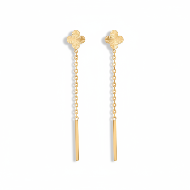 14K Minimal Gold Chain Drop Earrings – Lightweight Elegant Dangle Design