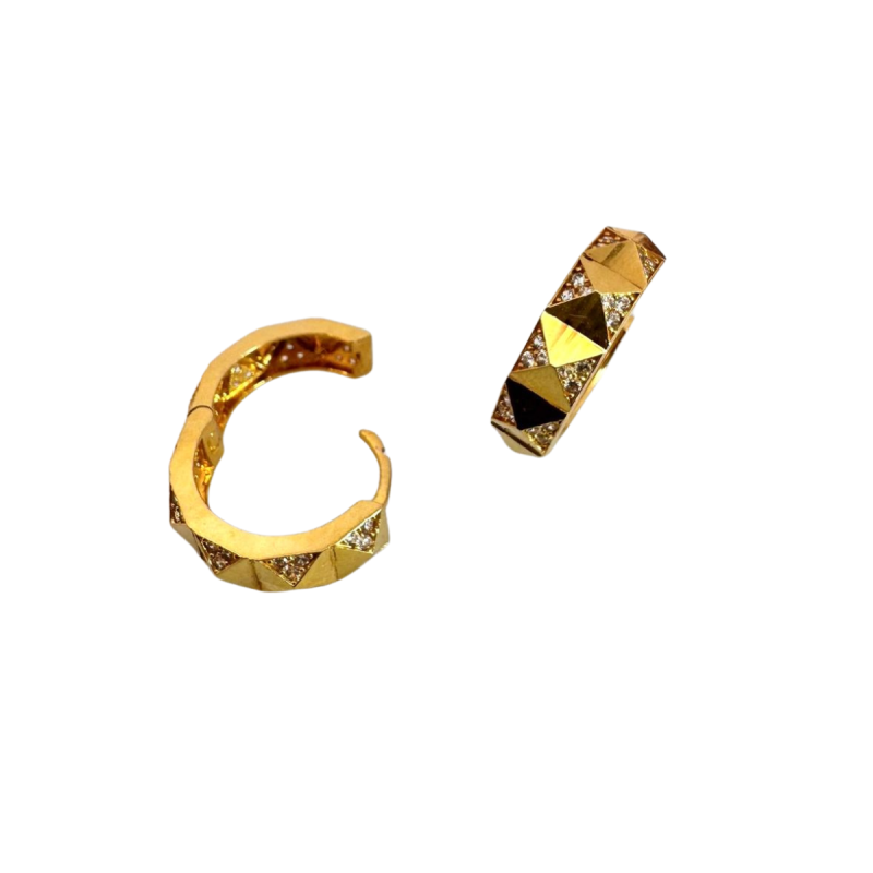 14K Gold Geometric Hoop Earrings – 1.8cm (4.8g)