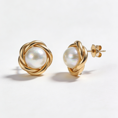 14K Gold Pearl Stud Earrings – 3.20g