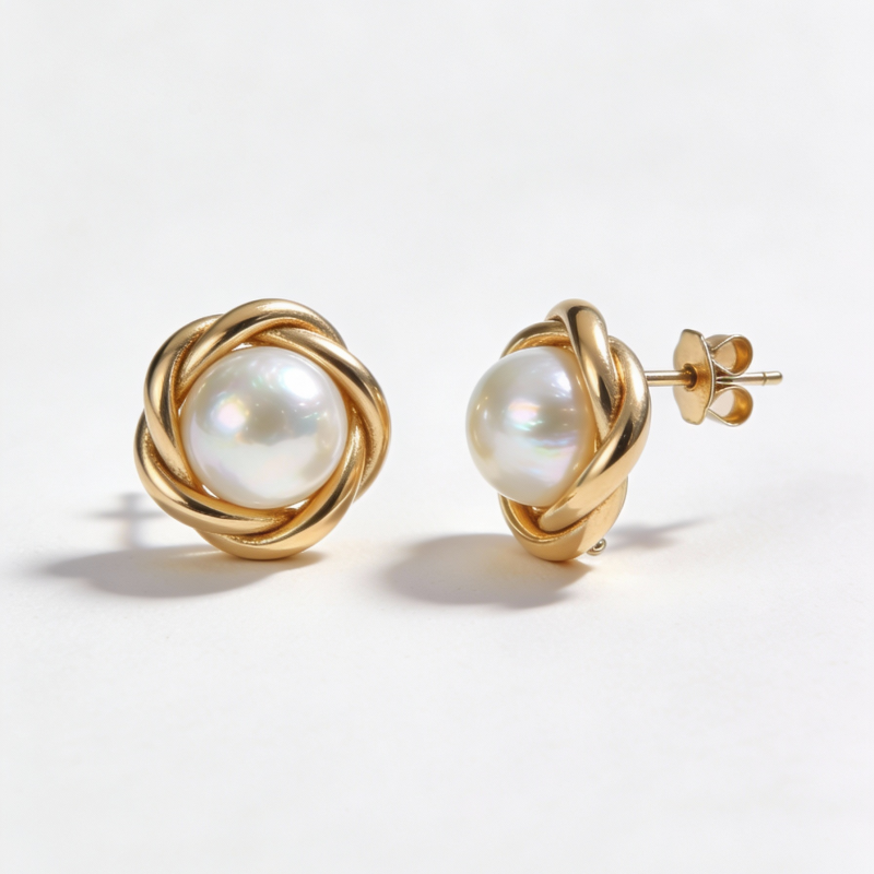 14K Gold Pearl Stud Earrings – 3.20g