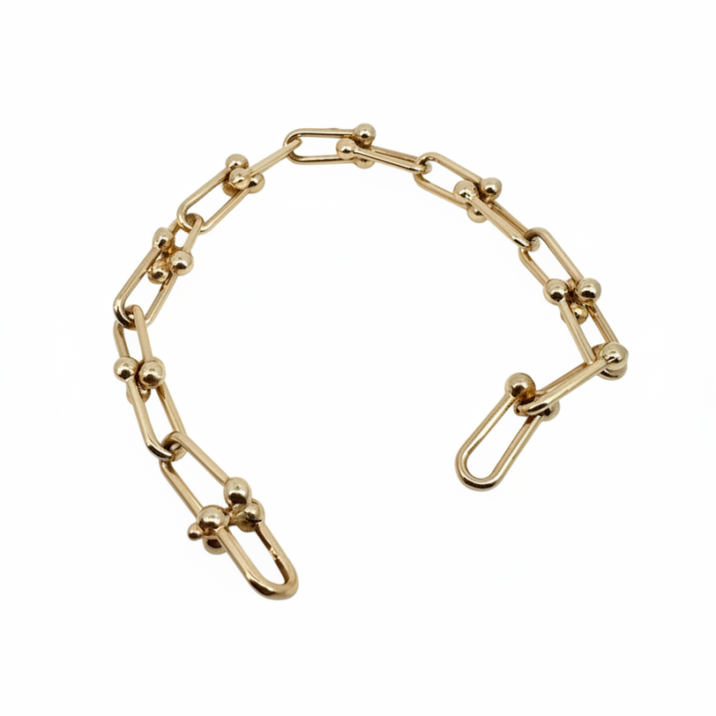 14K Gold Paperclip Chain Bracelet – 19.5cm, 8g