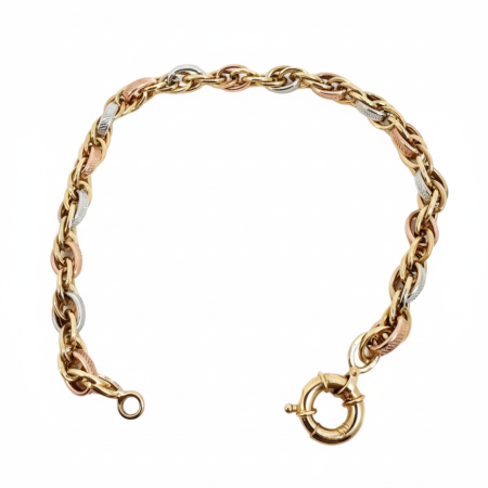 14K Gold Twist Link Bracelet – 19.5cm, 5.4g