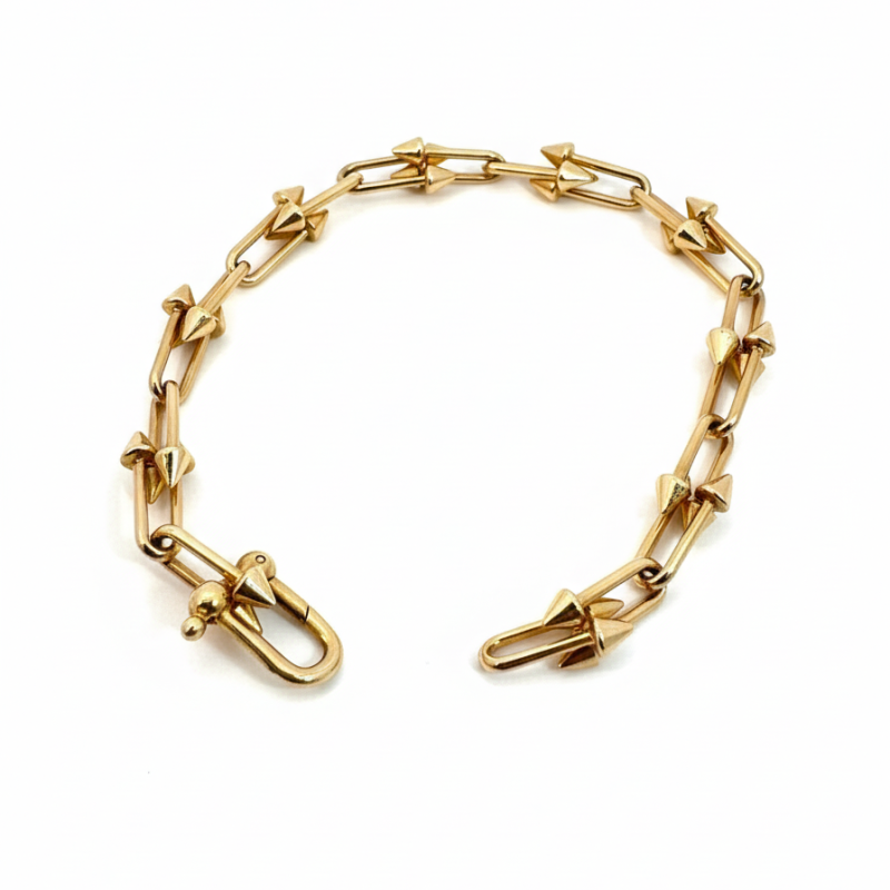 14K Gold Spike Link Bracelet – 19.5cm, 8g
