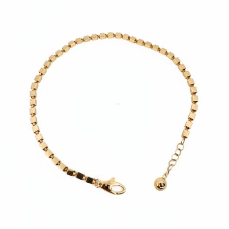 14K Gold Cube Link Bracelet – 19.5cm + 3cm, 3.6g