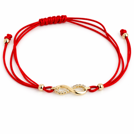 14K Red Adjustable Cord Bracelet with Twisted Gold Link Charm 14K Red Adjustable Cord Bracelet with Twisted Gold Link Charm
