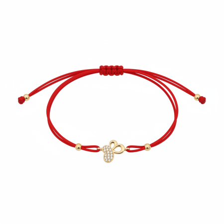 14K Red String Clover Charm Bracelet – Gold Adjustable