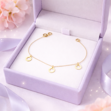 18K Gold Circle Charm Bracelet – Minimalist Dainty Bracelet (2.33g) 18K Gold Circle Charm Bracelet – Minimalist Dainty Bracelet (2.33g)