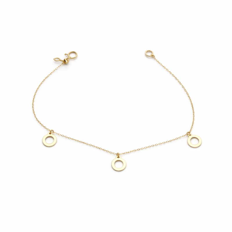 18K Gold Circle Charm Bracelet – Minimalist Dainty Bracelet (2.33g)