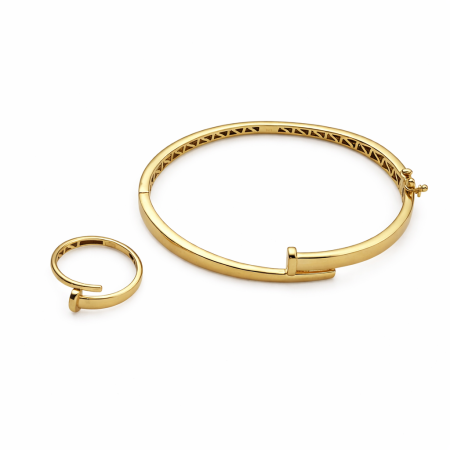 18K Gold Bangle Bracelet – Elegant Minimalist Solid Gold Bracelet (12.21g)