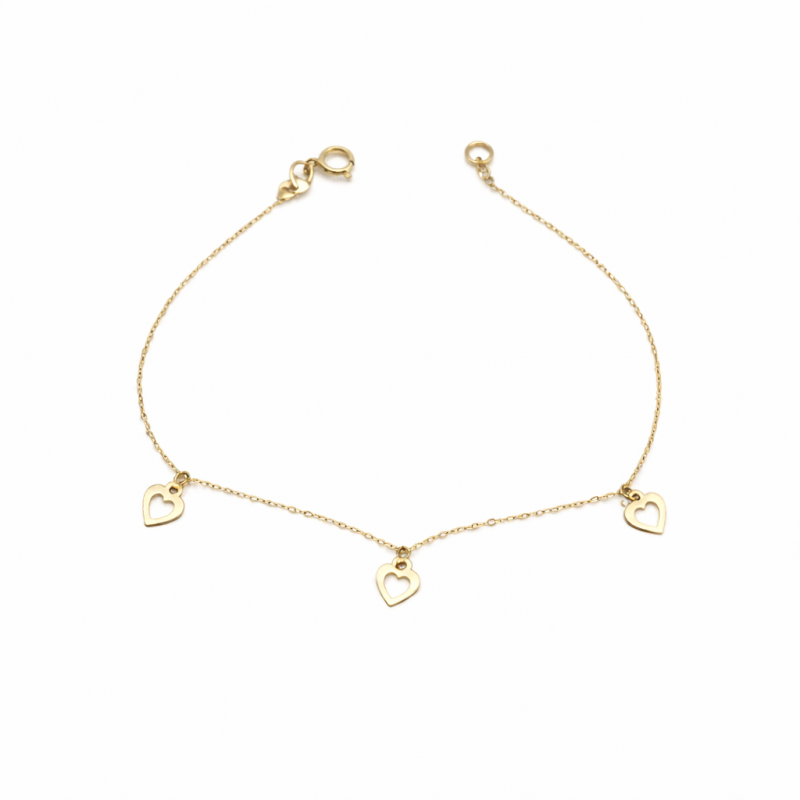 18K Gold Heart Charm Bracelet 2.51 Gram – Dainty Elegant Bracelet for Women 18K Gold Heart Charm Bracelet 2.51 Gram – Dainty Elegant Bracelet for Women