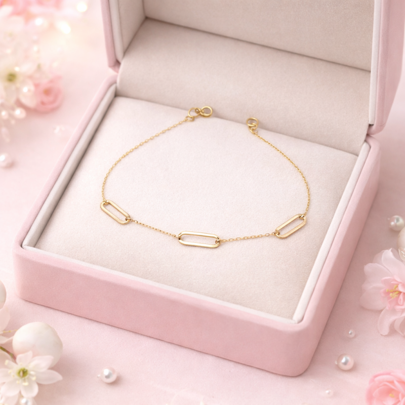 19K Gold Oval Link Bracelet 1.10 Gram – Minimalist Elegant Gold Bracelet for Women