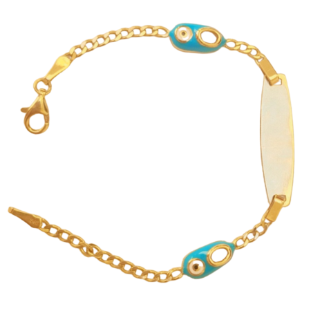 Evil Eye Chain Bracelet with ID Plate – 14cm (3.05g)