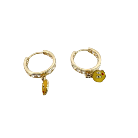 Kids 14K Gold Hoop Earrings with Charm – 1.2cm (2.15g)