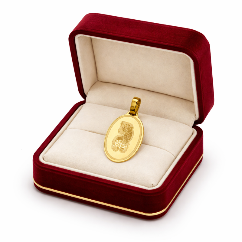 18K Gold Oval Engraved Pendant – Classic Vintage Style Gold Charm 18K Gold Oval Engraved Pendant – Classic Vintage Style Gold Charm