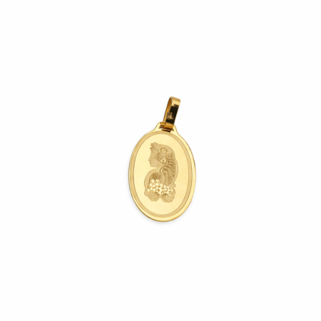 18K Gold Oval Engraved Pendant – Classic Vintage Style Gold Charm