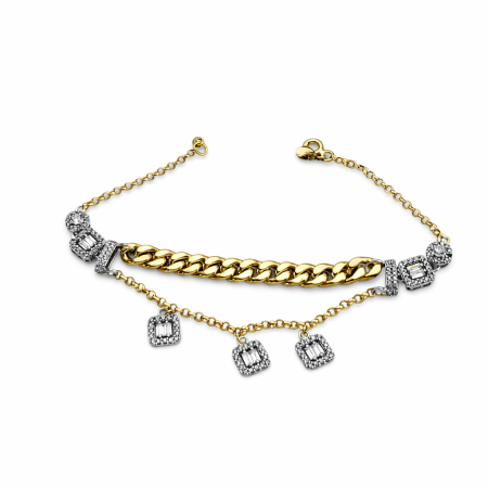 Luxury 18K Gold Bracelet with Diamond Charms – Elegant Chain Design (6.32g)