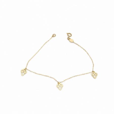 18K Gold Diamond Charm Bracelet – Minimalist Fine Chain Bracelet | Lightweight 2.25g Jewelry Gift