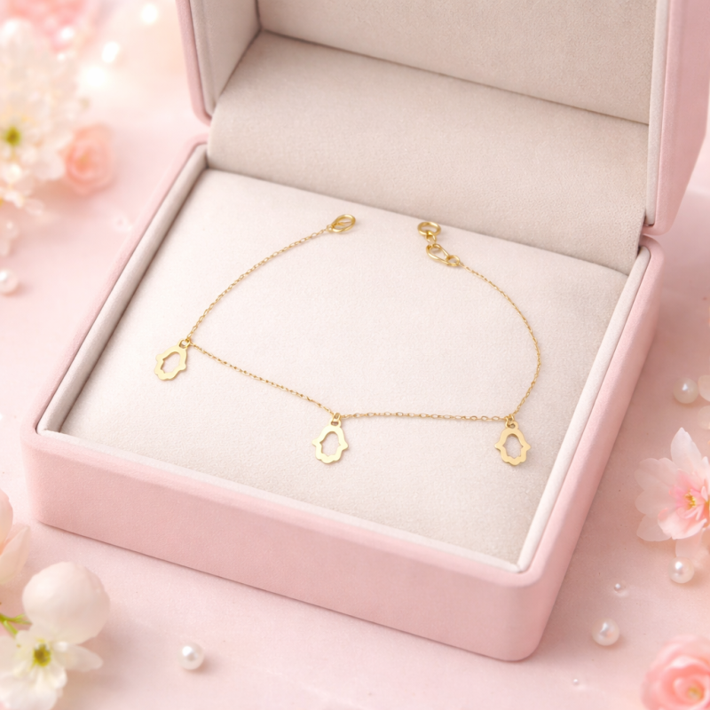 18K Gold Charm Bracelet 2.51 Gram – Elegant Minimal Dainty Bracelet for Women