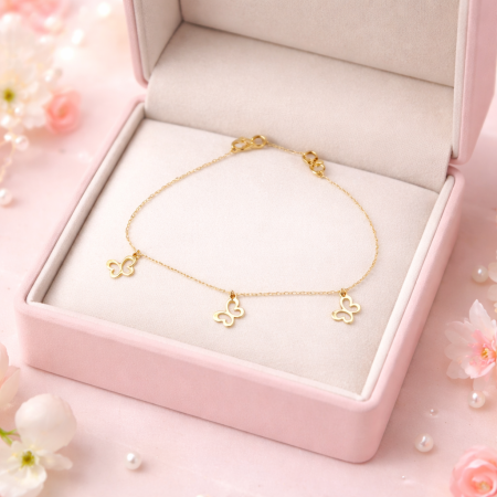 18K Gold Butterfly Charm Bracelet 2.25 Gram – Dainty Elegant Gold Bracelet for Women 18K Gold Butterfly Charm Bracelet 2.25 Gram – Dainty Elegant Gold Bracelet for Women
