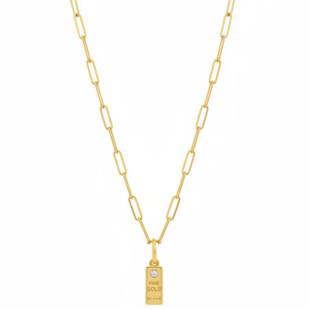 14K Fine Gold Bar Pendant Necklace – 47cm + 3cm Extension (3.2g)