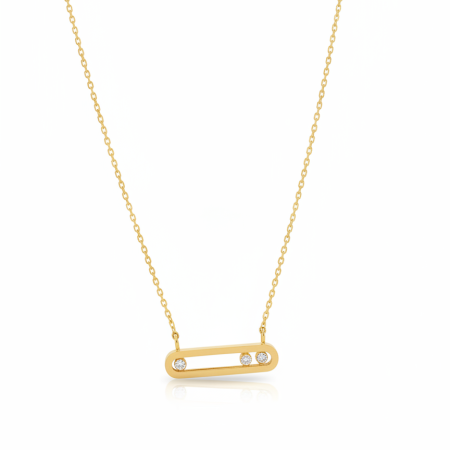 14K Bar Pendant Necklace – 42cm + 3cm Extension (4.5g)