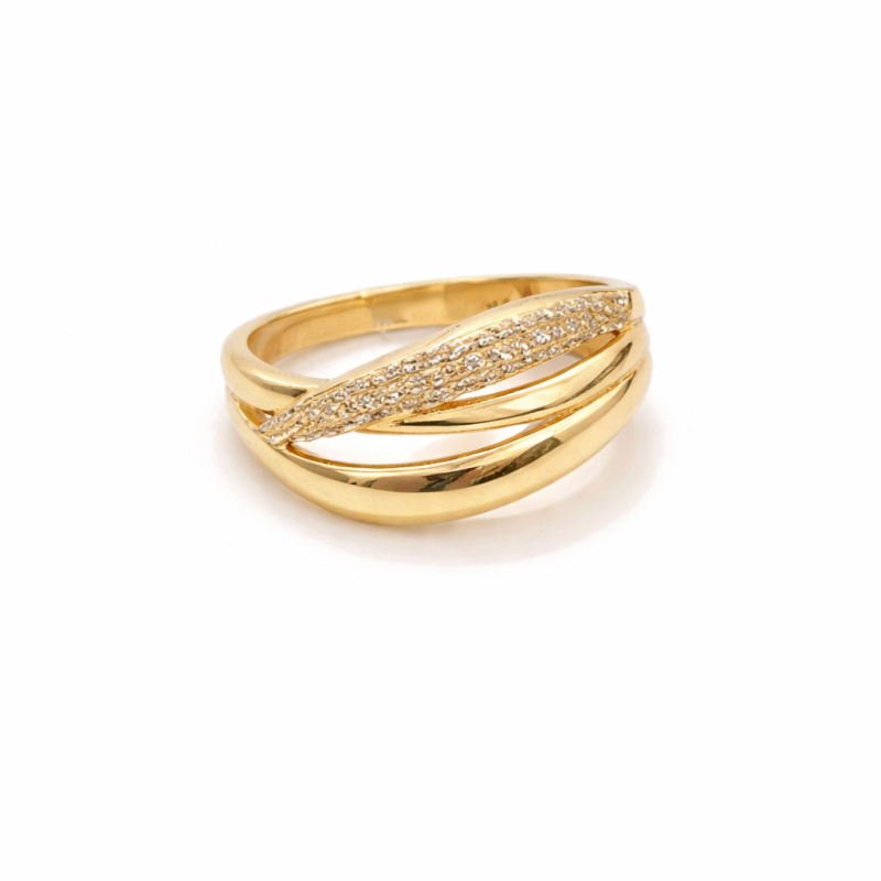 14K Gold Pavé Wave Band Ring (Size 15.5) 14K Gold Pavé Wave Band Ring (Size 15.5)