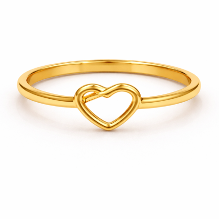 14K Gold Open Heart Ring – Minimal Design (Size 15.5)