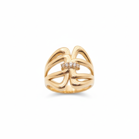 14K Rose Gold Butterfly Cut-Out Ring with Crystal Strip (Size 14.5)