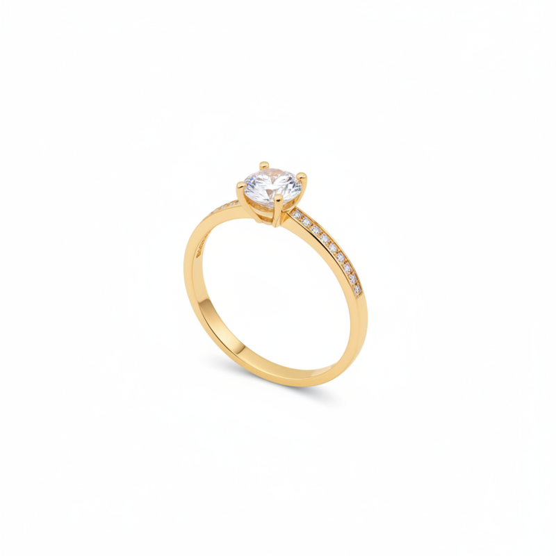 14K Elegant Gold Crystal Ring – 1.97g | Size 14.5