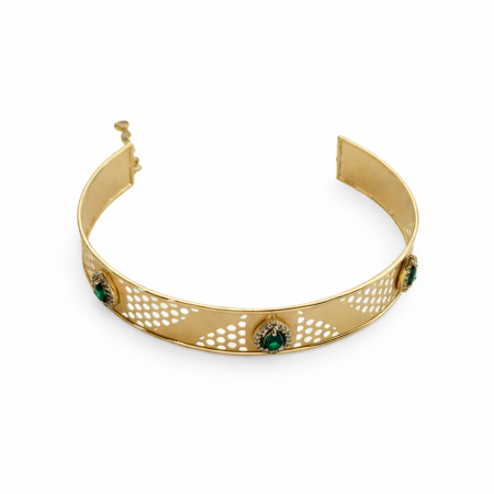 Luxury 18K Gold Emerald Cuff Bracelet – Designer Open Bangle (10.01g)