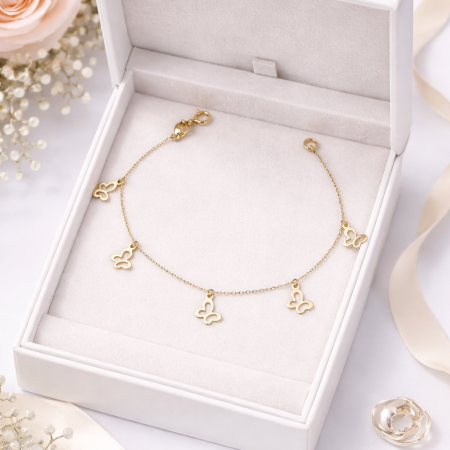 18K Gold Butterfly Charm Anklet – Elegant Minimalist Jewelry (0.52g) 18K Gold Butterfly Charm Anklet – Elegant Minimalist Jewelry (0.52g)