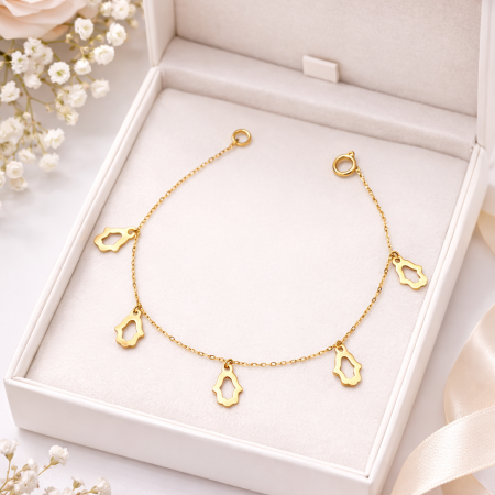 18K Gold Hamsa Charm Anklet – Elegant Protection Jewelry (0.52g) 18K Gold Hamsa Charm Anklet – Elegant Protection Jewelry (0.52g)