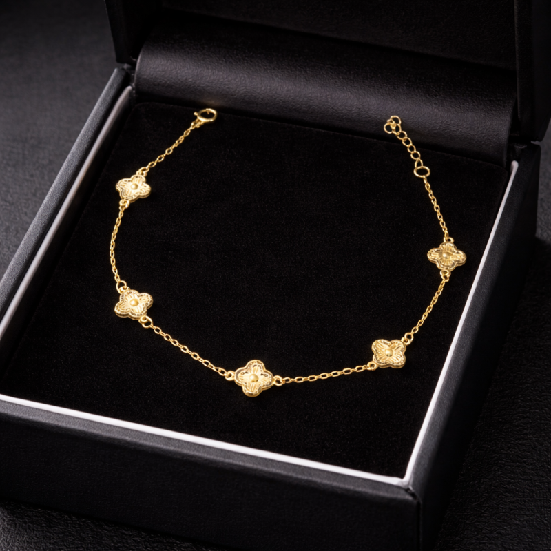 18k Yellow Gold Floral Bracelet (0.92g)