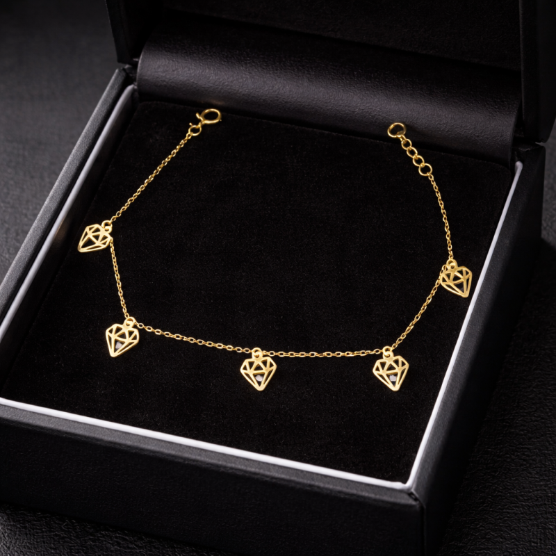 18k Yellow Gold Diamond Shape Bracelet (0.52g)