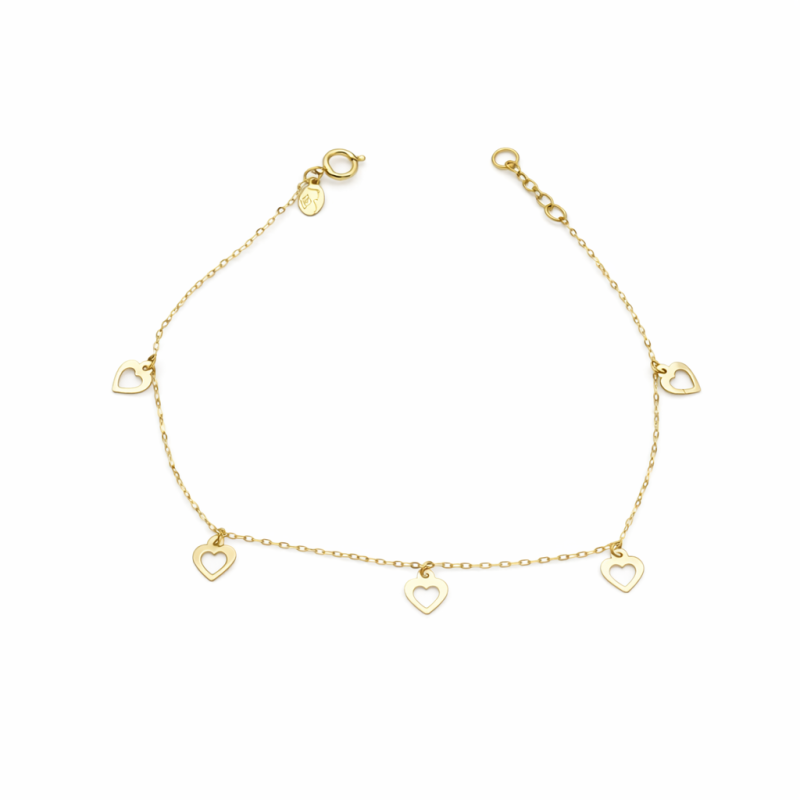 18k Yellow Gold Heart Shape Bracelet (0.45g)