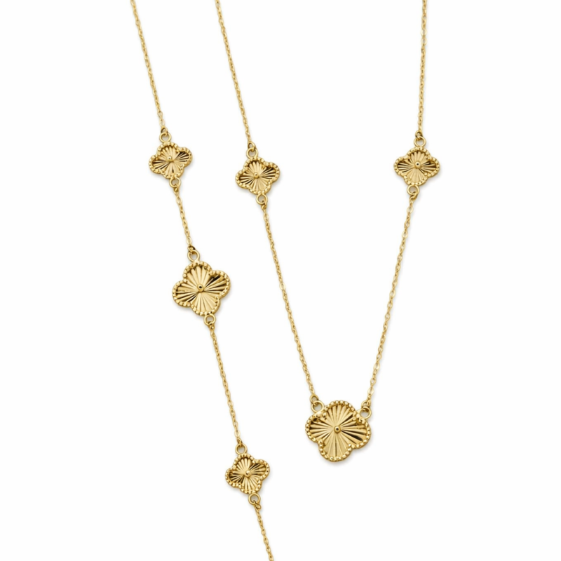 18k Gold Floral Chain Necklace