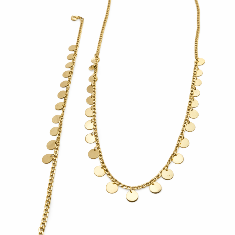 18K Gold Coin Charm Necklace – 5.94g Elegant Disc Chain Jewelry