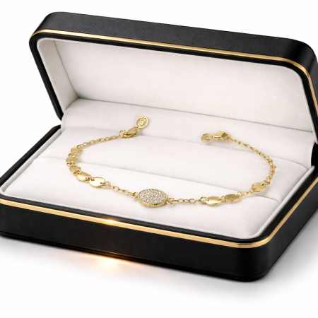 18K Gold Disc Charm Bracelet – 2.96g Elegant Chain Jewelry 18K Gold Disc Charm Bracelet – 2.96g Elegant Chain Jewelry