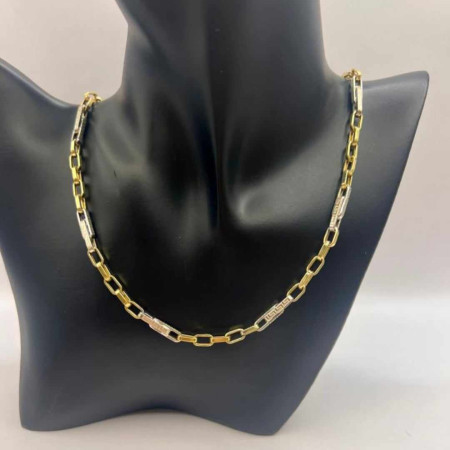 Kenzari Jewellery 14k Gold Two Tone Necklace for Men - 11.48 Grams Kenzari Jewellery 14k Gold Two Tone Necklace for Men - 11.48 Grams