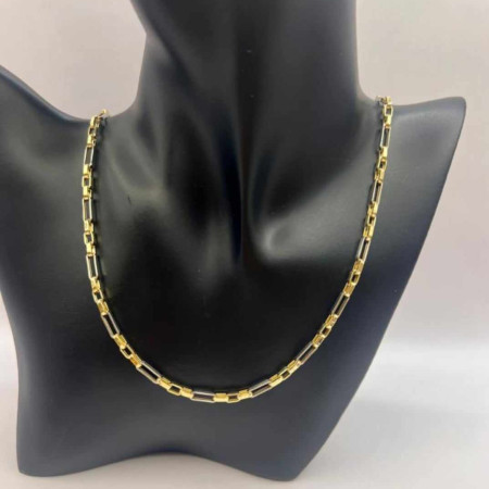 Kenzari Jewellery 14k Gold Two Tone Necklace for Men - 10.93 Grams Kenzari Jewellery 14k Gold Two Tone Necklace for Men - 10.93 Grams