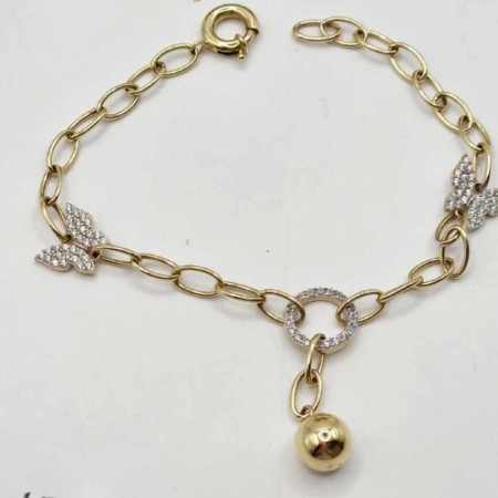 Kenzari Jewellery 14k Gold Butterfly Bracelet with Accents Bracelet for women -6.60 Grams