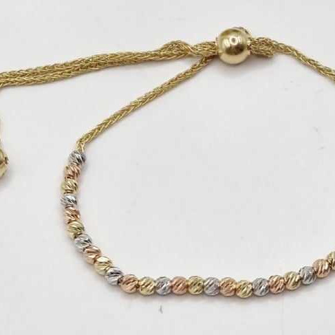 Kenzari Jewellery 14k Tri-Tone Gold Adjustable Bracelet for women -3.35 Grams