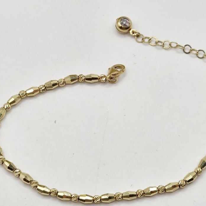 Kenzari Jewellery 14k Gold Barrel bead Bracelet for women -4.22 Grams
